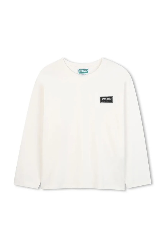 Detská bavlnená košeľa s dlhým rukávom Kenzo Kids nášivka biela K61496.114.150