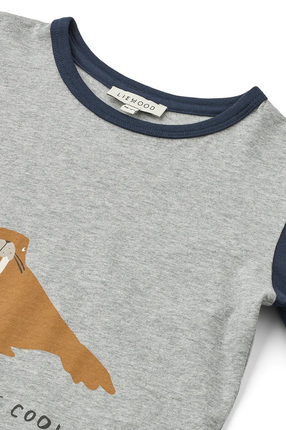 Dječja pamučna majica dugih rukava Liewood Apia Placement Longsleeve T-shirt siva LW20213.9BYA