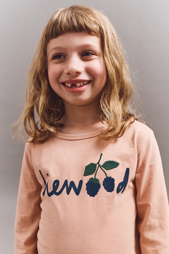 Dječja pamučna majica dugih rukava Liewood Apia Placement Longsleeve T-shirt Planet friendly narančasta LW20213.9BYA