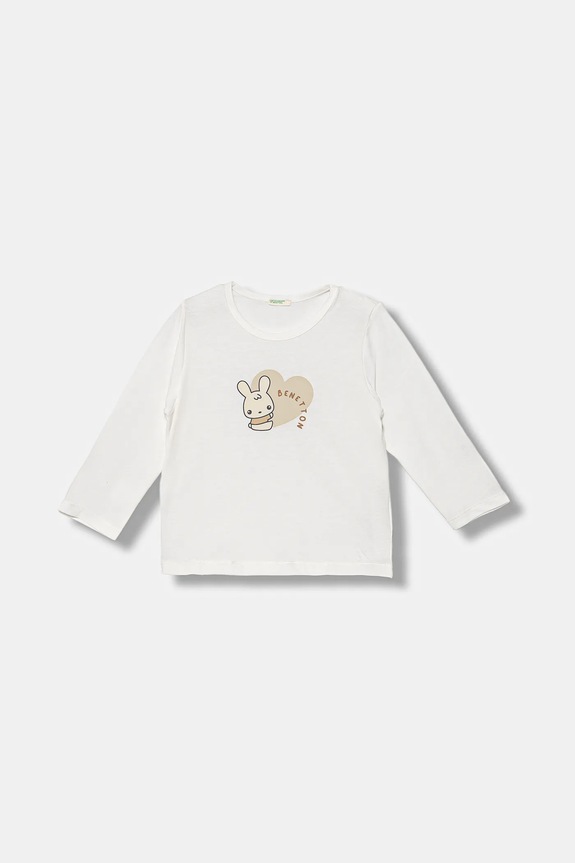 Pamučna majica dugih rukava za bebe United Colors of Benetton pamuk bijela 3ATNA105L.W.reproposed
