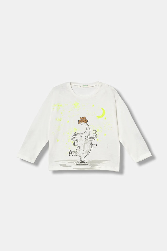 Pamučna majica dugih rukava za bebe United Colors of Benetton pamuk bijela 3ATNA106R.W.Seasonal