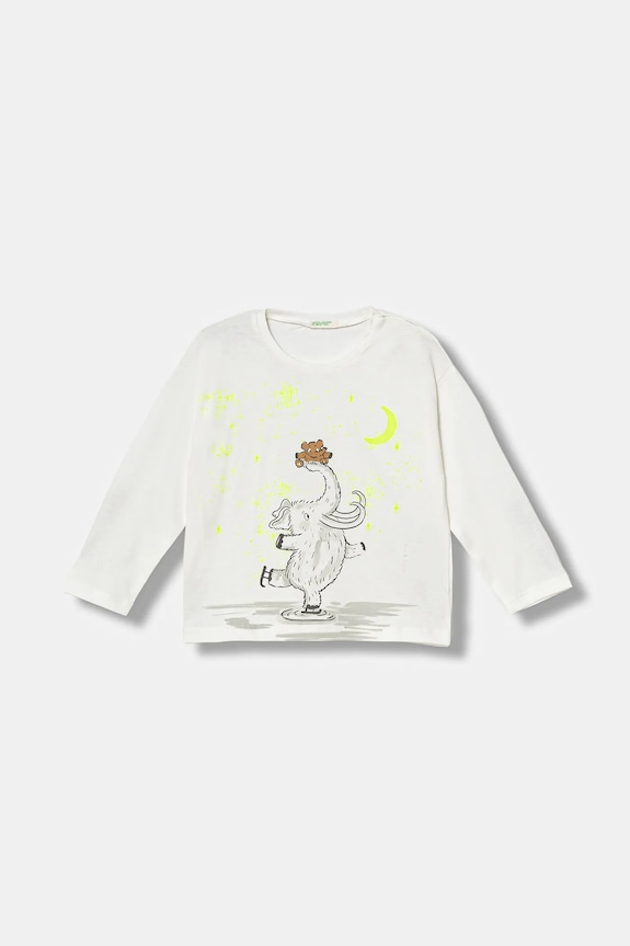 Pamučna majica dugih rukava za bebe United Colors of Benetton pamuk bijela 3ATNA106R.W.Seasonal