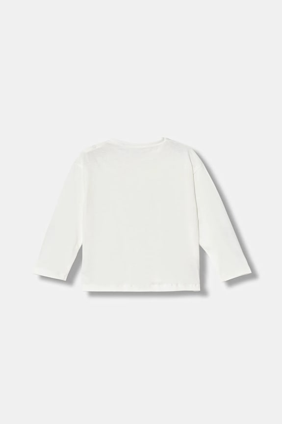 Pamučna majica dugih rukava za bebe United Colors of Benetton 3ATNA106R.W.Seasonal bijela AW25
