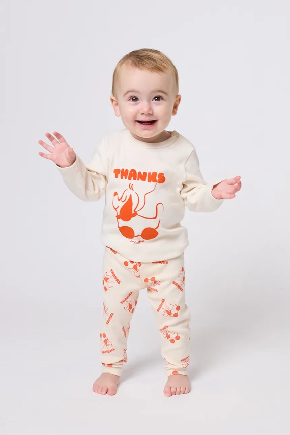 Bobo Choses baba pamut hosszú ujjú Rolling dog 225FB001 bézs