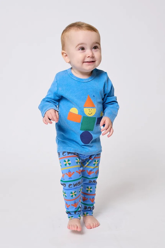 Bobo Choses longsleeve niemowlęcy Wooden Toy z elastanem niebieski 225FB002