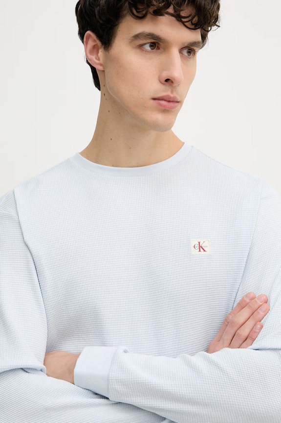 Calvin Klein Jeans longsleeve bărbați cu bumbac albastru LV040EM217