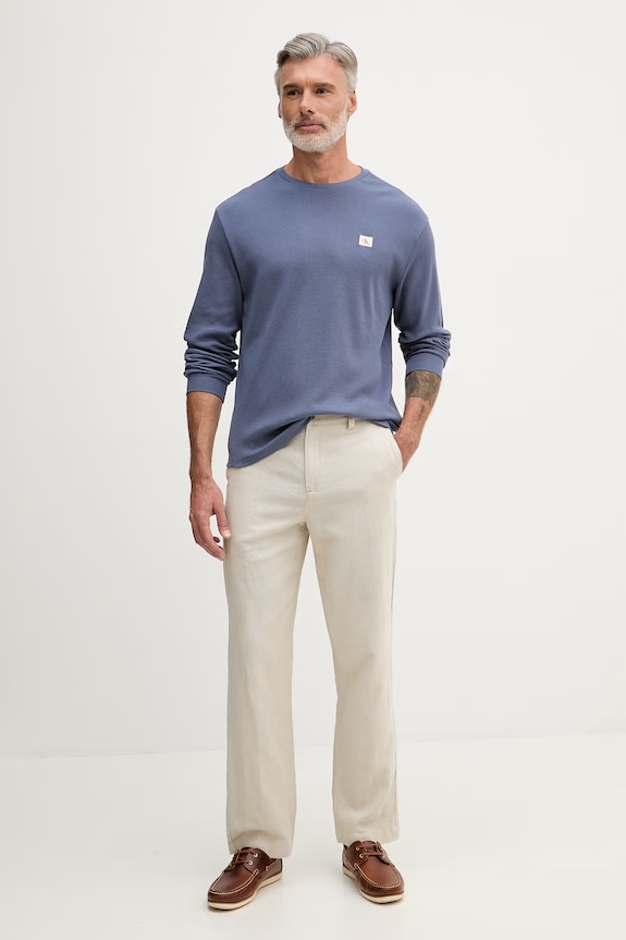 Calvin Klein Jeans tričko s dlouhým rukávem pánské s bavlnou LV040EM217 modrá SS26