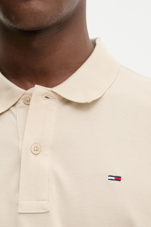 Bavlnené tričko s dlhým rukávom Tommy Jeans DM0DM20232 béžová