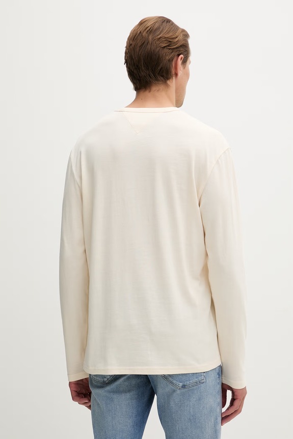 Odzież Tommy Jeans longsleeve męski bawełniany DM0DM21974 beżowy