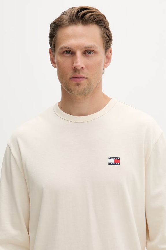 Tommy Jeans longsleeve męski bawełniany beżowy DM0DM21974