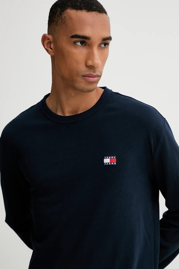 Tommy Jeans блуза с дълги ръкави мъжка от памук тъмносин DM0DM21974