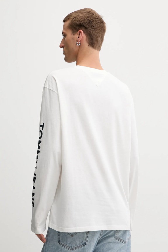 Oblečení Bavlněné tričko s dlouhým rukávem Tommy Jeans DM0DM21976 béžová