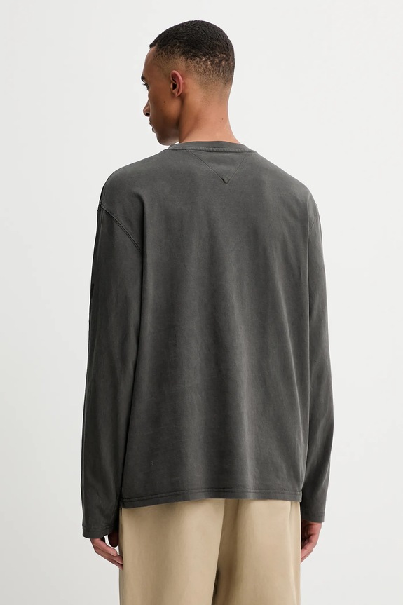 Oblečenie Bavlnené tričko s dlhým rukávom Tommy Jeans DM0DM21976 sivá