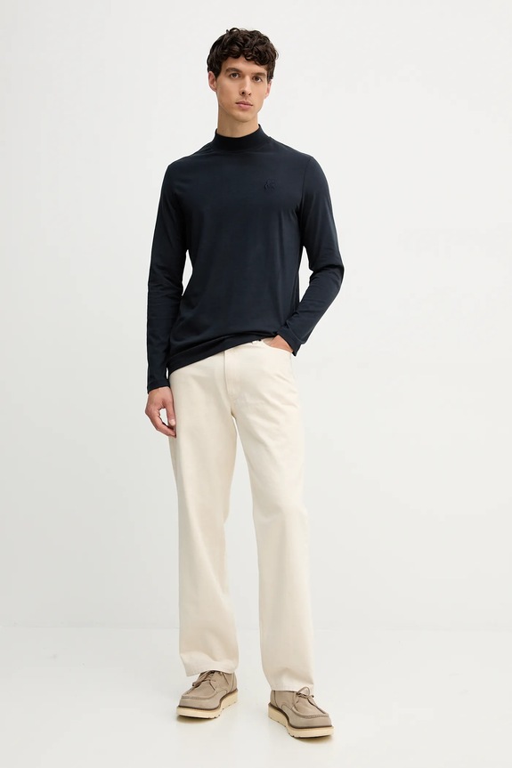 Karl Lagerfeld longsleeve din bumbac 554226.755022 bleumarin AW25