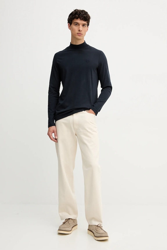 Karl Lagerfeld longsleeve din bumbac 554226.755022 bleumarin AW25