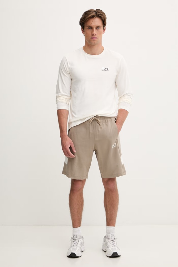 EA7 Emporio Armani longsleeve męski z bawełną PJVQZ.8NPT28 beżowy SS26