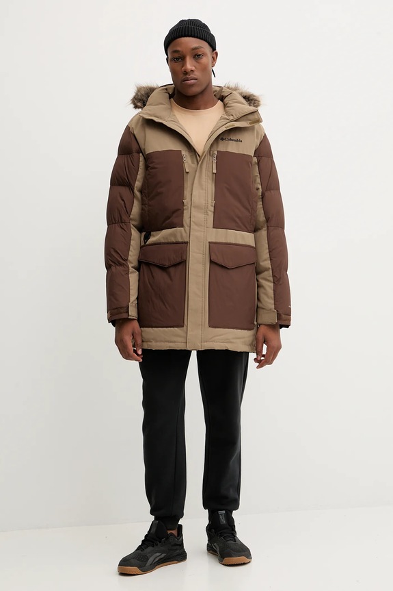 Bavlnené tričko s dlhým rukávom Columbia 2137071 béžová AW25