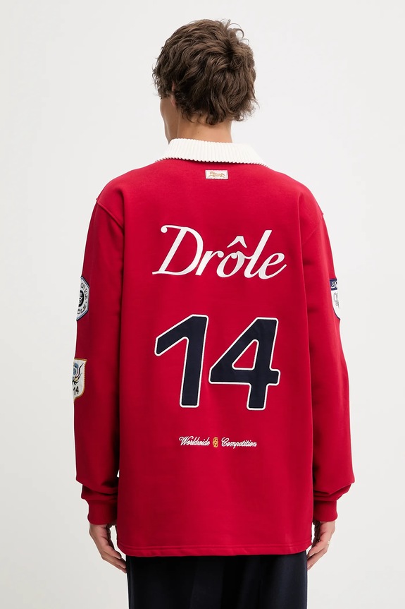 Ρούχα Βαμβακερή μπλούζα με μακριά μανίκια Drôle de Monsieur Le Polo Racing I.PL158.CO127 κόκκινο