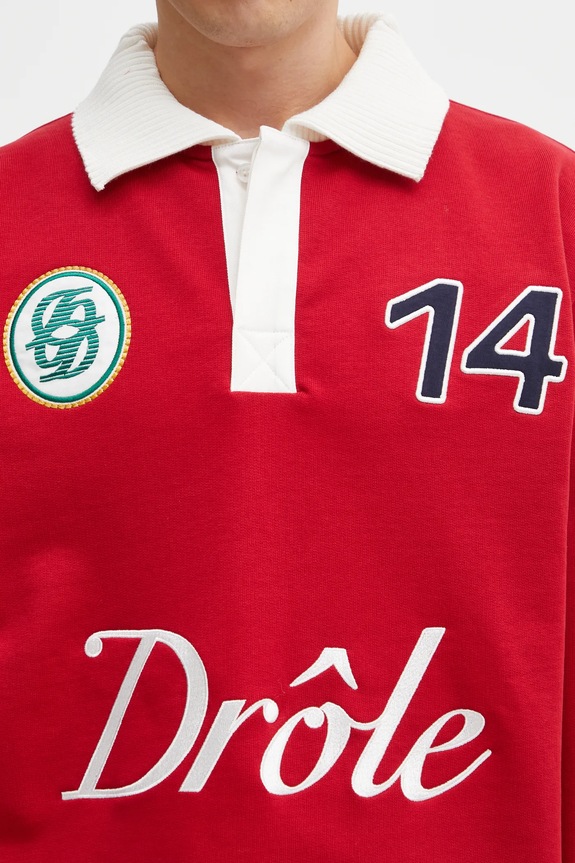 Бавовняний лонгслів Drôle de Monsieur Le Polo Racing I.PL158.CO127 червоний