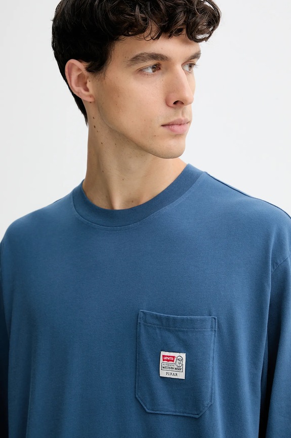 Bombažna majica z dolgimi rokavi Levi's modra 0034Q