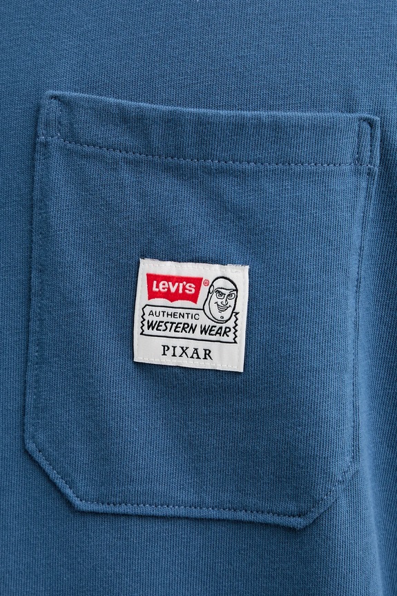 Bombažna majica z dolgimi rokavi Levi's 0034Q modra