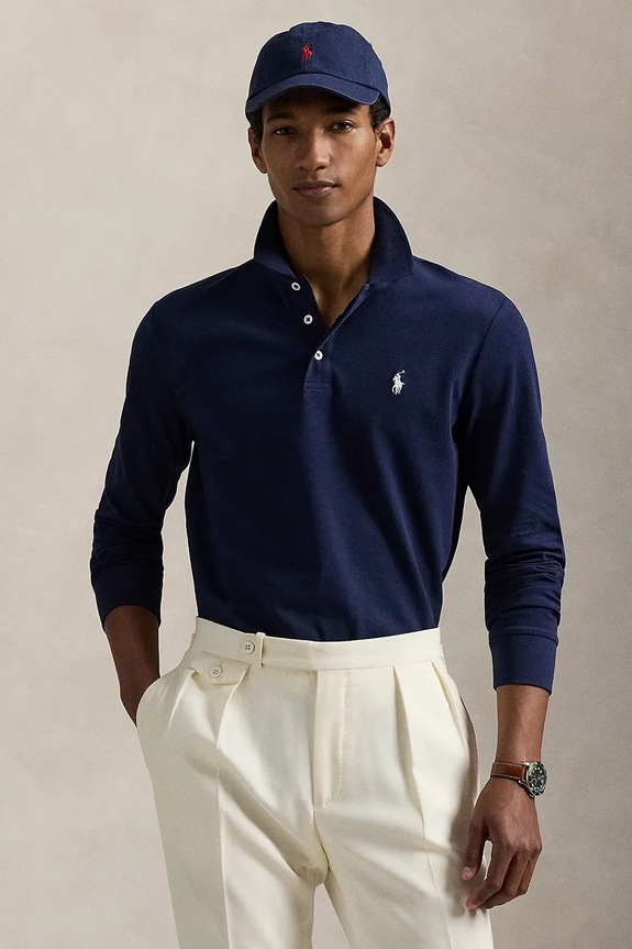 Μακρυμάνικο Polo Ralph Lauren κανονικό σκούρο μπλε 710955081