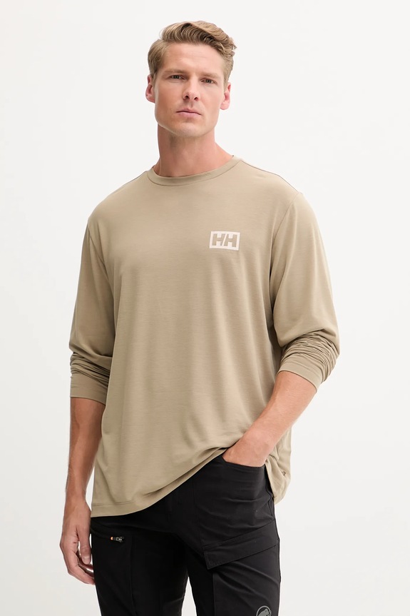 Helly Hansen longsleeve sportowy SKOG z elastanem zielony 63407