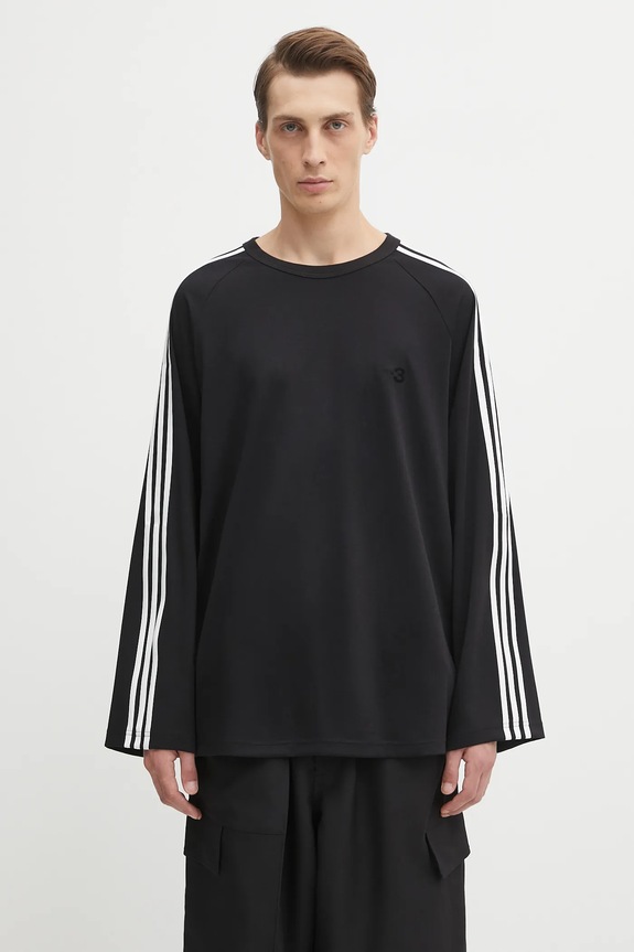 Y-3 wool blend longsleeve top Wire Long Sleeve 3-Stripes black JW7351