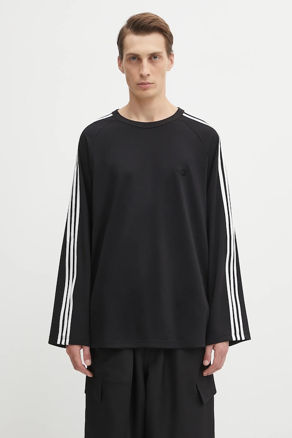 Y-3 wool blend longsleeve top Wire Long Sleeve 3-Stripes black JW7351