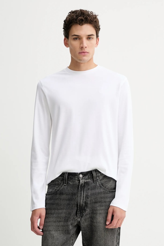 Βαμβακερή μπλούζα με μακριά μανίκια Calvin Klein βαμβάκι λευκό LV04LD227G