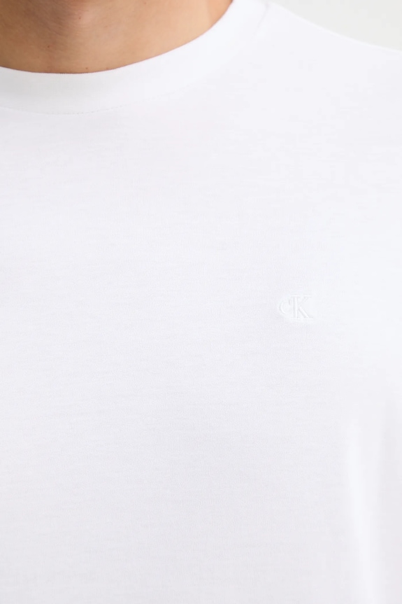 Βαμβακερή μπλούζα με μακριά μανίκια Calvin Klein LV04LD227G λευκό