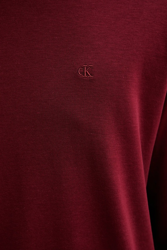 Bavlnené tričko s dlhým rukávom Calvin Klein LV04LD227G burgundské