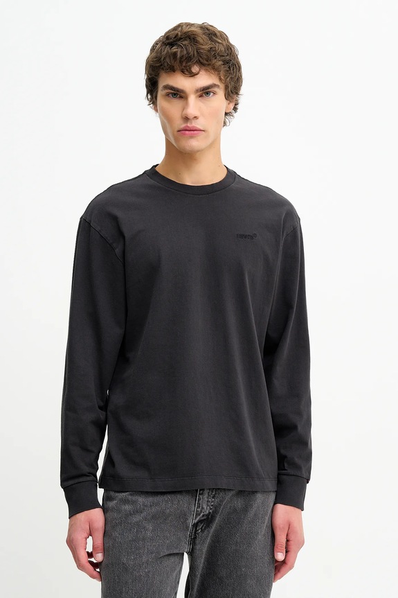 Bavlnené tričko s dlhým rukávom Levi's relaxed čierna A6887.0032