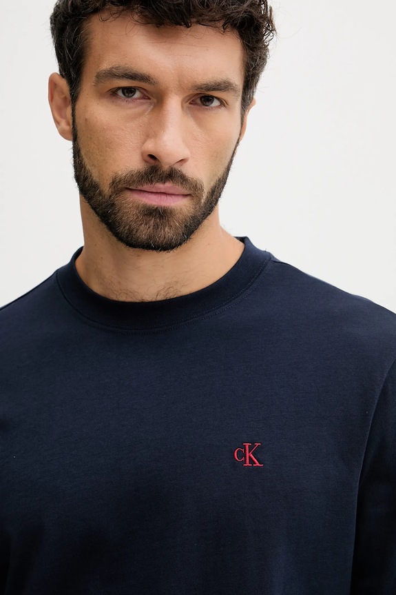 Ρούχα Βαμβακερή μπλούζα με μακριά μανίκια Calvin Klein Jeans LV04RD247G σκούρο μπλε