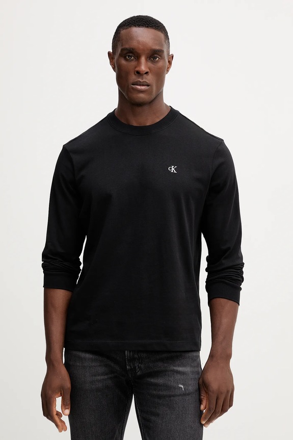 Βαμβακερή μπλούζα με μακριά μανίκια Calvin Klein Jeans βαμβάκι μαύρο LV04RD247G
