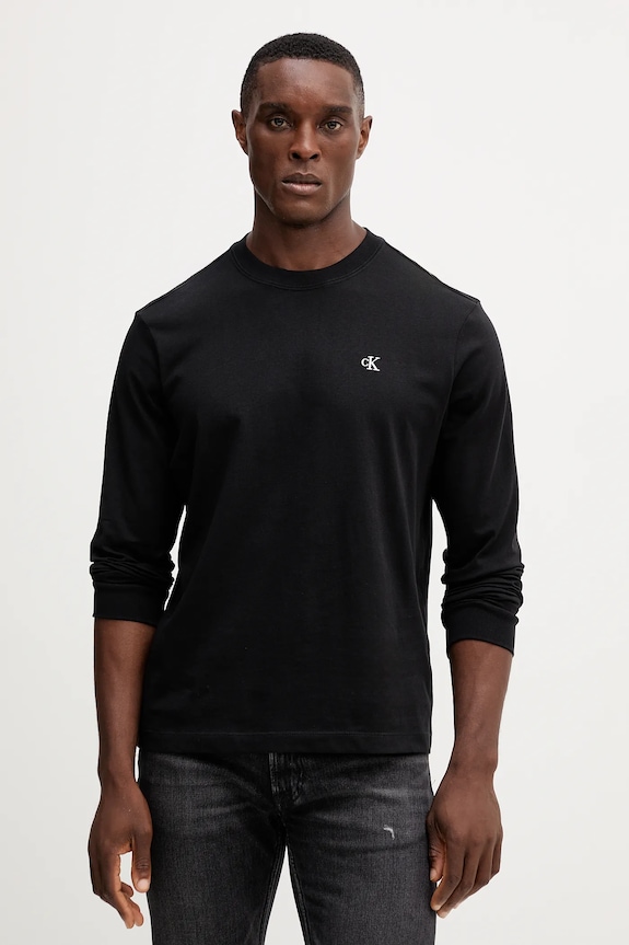 Βαμβακερή μπλούζα με μακριά μανίκια Calvin Klein Jeans βαμβάκι μαύρο LV04RD247G