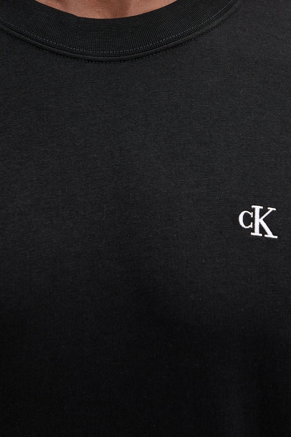 Βαμβακερή μπλούζα με μακριά μανίκια Calvin Klein Jeans LV04RD247G μαύρο
