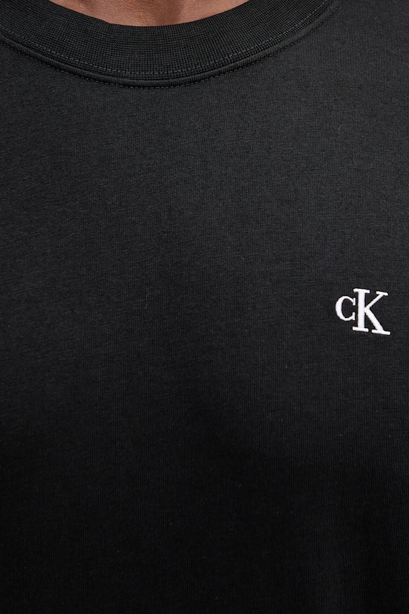 Βαμβακερή μπλούζα με μακριά μανίκια Calvin Klein Jeans LV04RD247G μαύρο