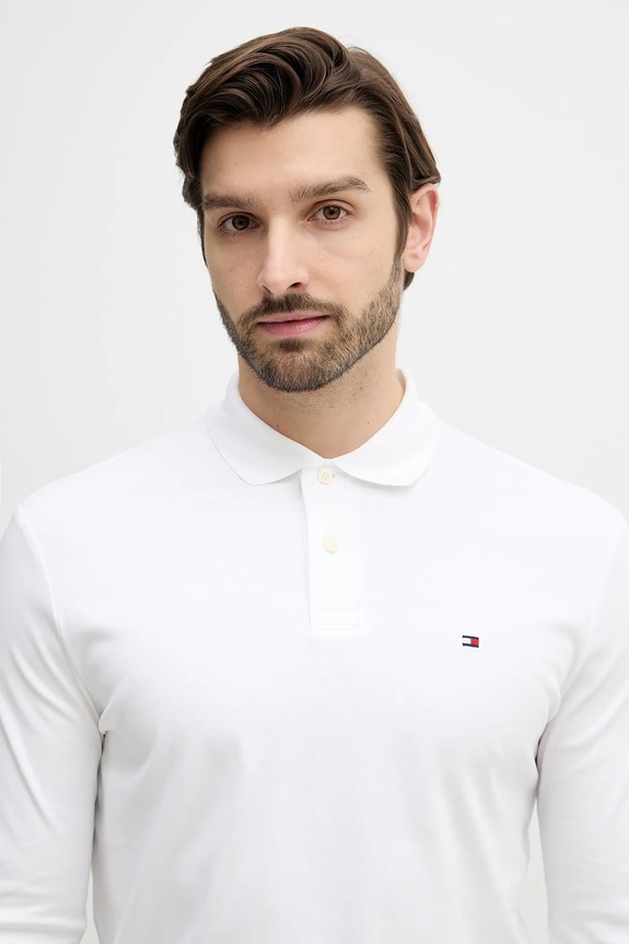 Bavlnené tričko s dlhým rukávom Tommy Hilfiger biela MW0MW37317
