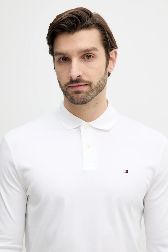 Bavlnené tričko s dlhým rukávom Tommy Hilfiger biela MW0MW37317