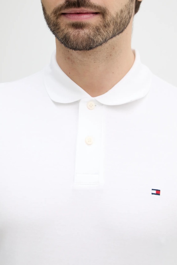 Bavlnené tričko s dlhým rukávom Tommy Hilfiger MW0MW37317 biela