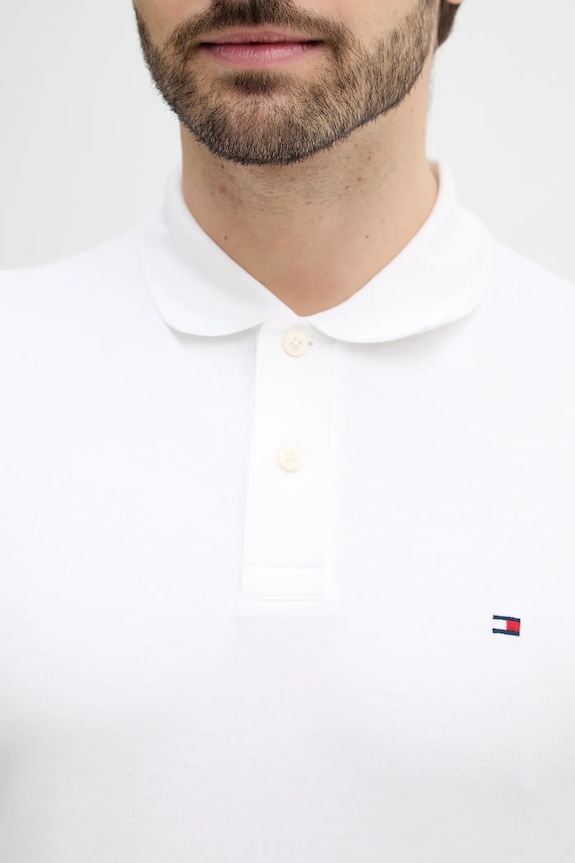 Bavlnené tričko s dlhým rukávom Tommy Hilfiger MW0MW37317 biela