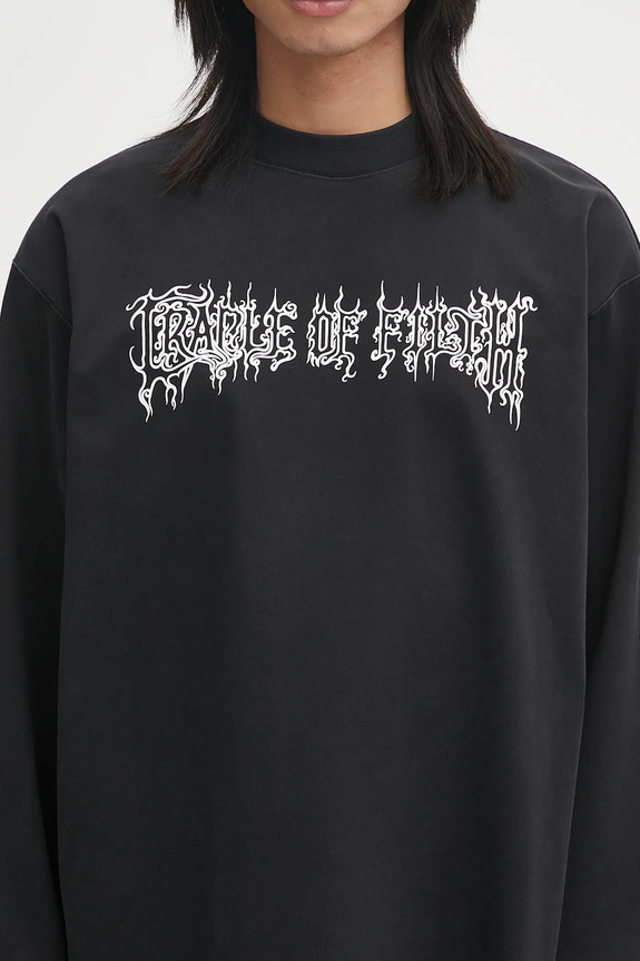 Bavlnené tričko s dlhým rukávom VETEMENTS Cof Logo Longsleeve čierna UCF76LS100B