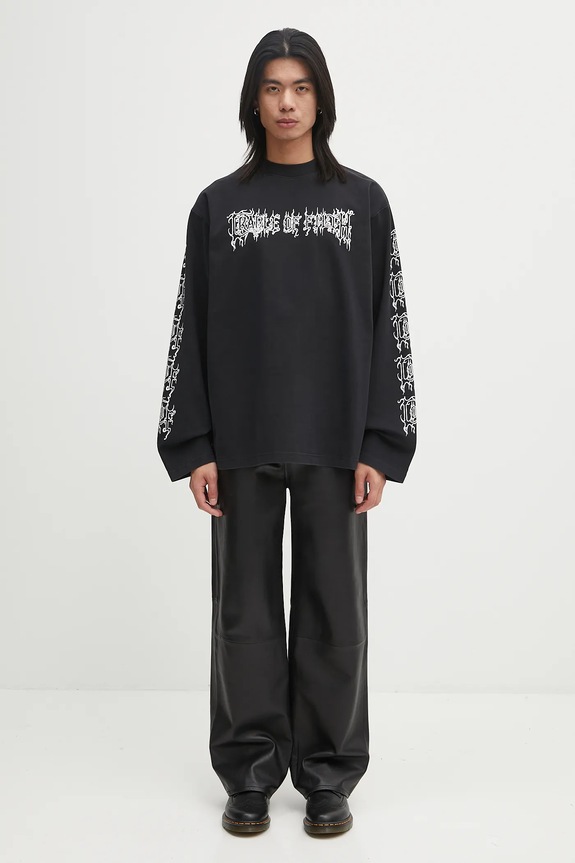 Bavlnené tričko s dlhým rukávom VETEMENTS Cof Logo Longsleeve UCF76LS100B čierna