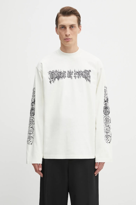 VETEMENTS top a maniche lunghe in cotone Cof Double Logo Longsleeve rilassato beige UCF76LS250I