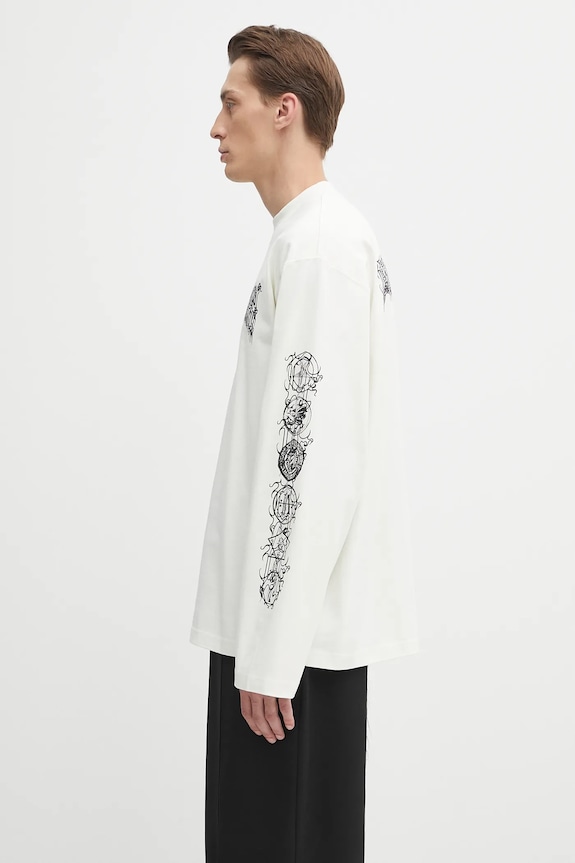 VETEMENTS top a maniche lunghe in cotone Cof Double Logo Longsleeve UCF76LS250I beige AW25