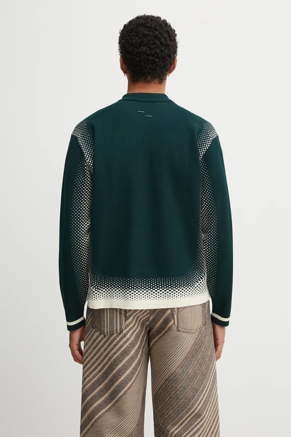 Odzież Filling Pieces Knit Shirt Rugby sweter z wiskozą męski 422571500243 zielony