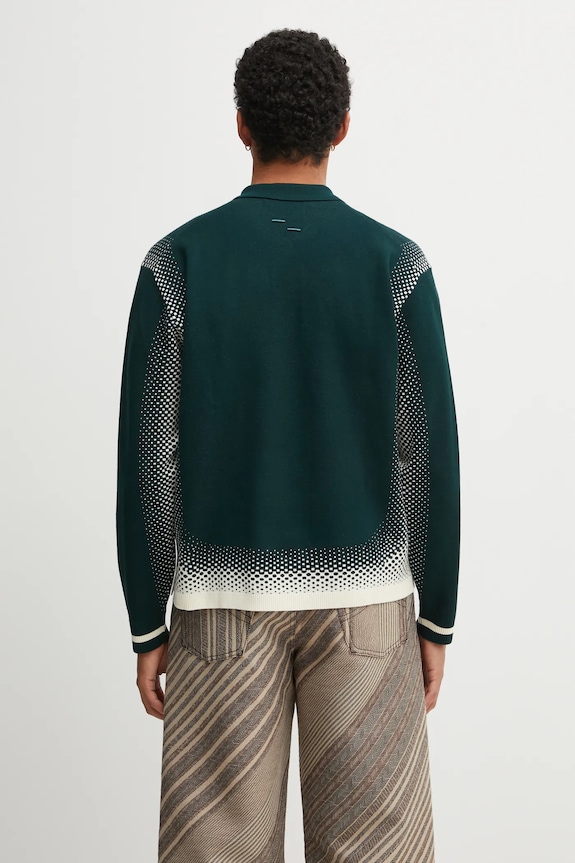 Odzież Filling Pieces Knit Shirt Rugby sweter z wiskozą męski 422571500243 zielony
