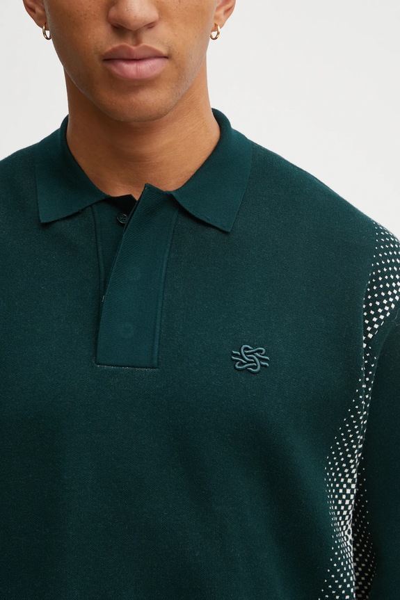 Filling Pieces Knit Shirt Rugby sweter z wiskozą męski zielony 422571500243