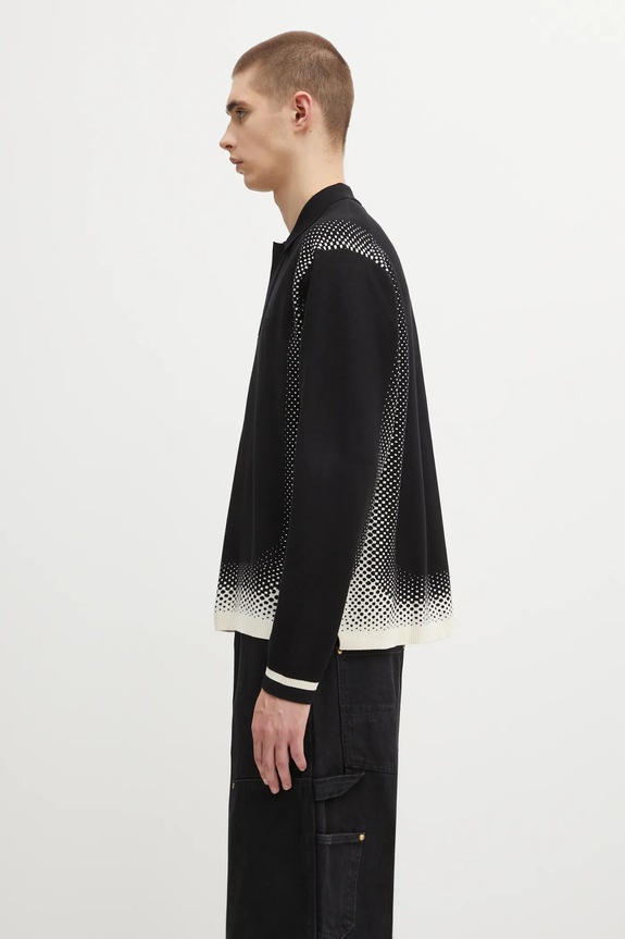 Filling Pieces Knit Shirt Rugby sweter z wiskozą męski 422571500243 czarny AW25